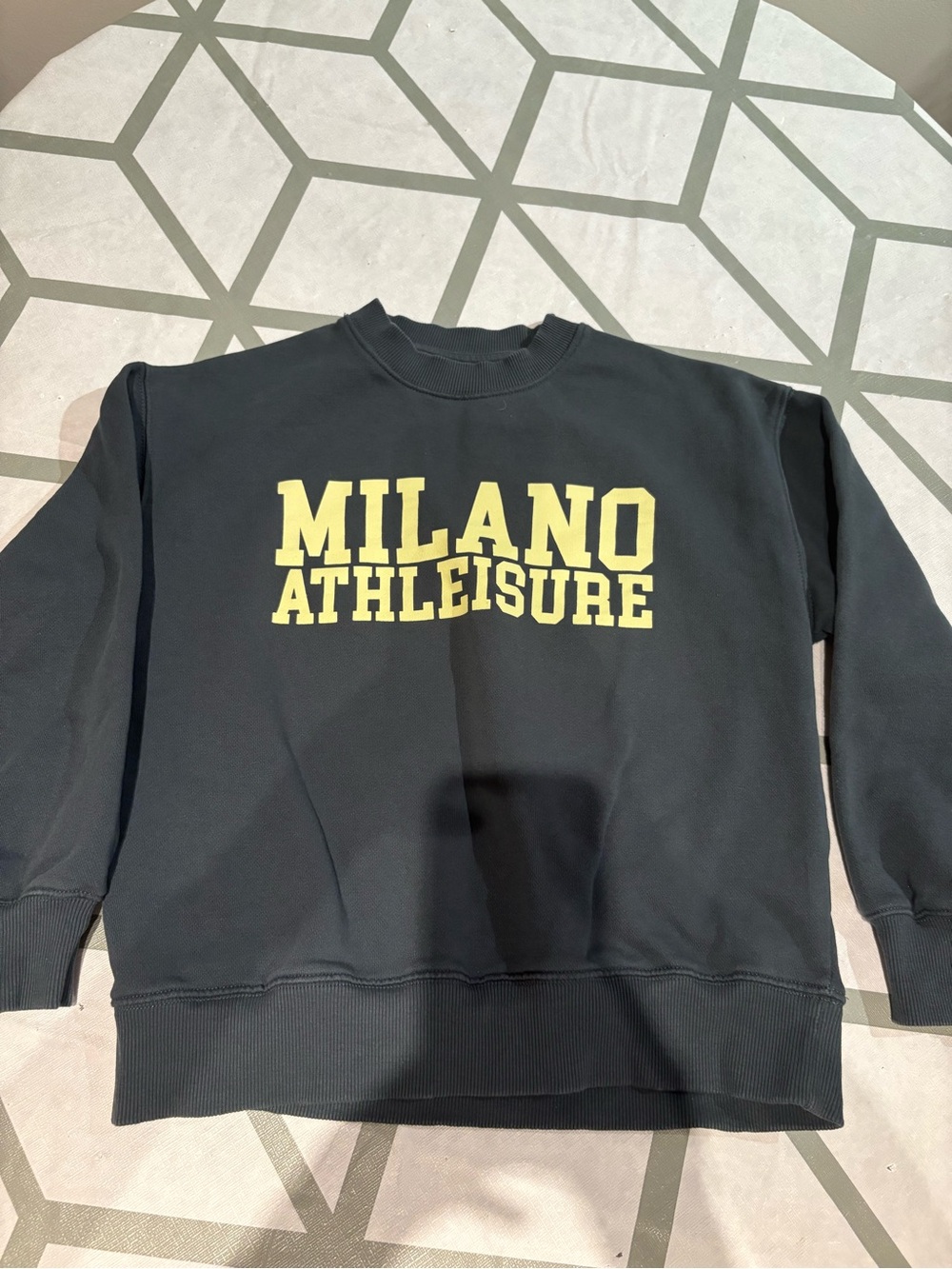 Zara Black Crewneck Sweatshirt with Yellow Milano Logo